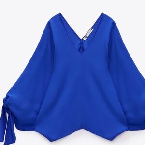 Zara Brilliant Blue Flowy blouse Size XS